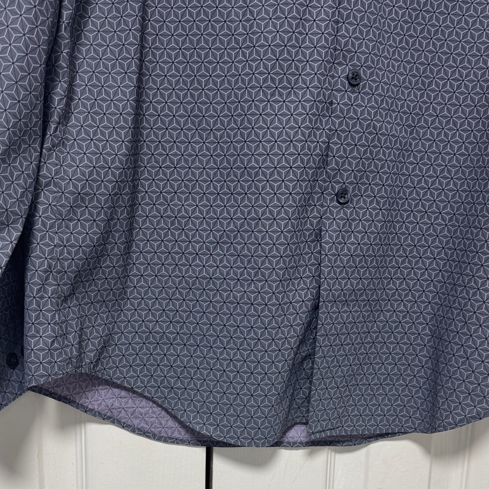 Alfani Printed Geometric Polo in Gray and Lilac A28 - Picture 3 of 7
